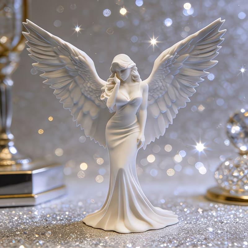 3D Printing Gold - Новая·3D-печатная статуэтка молящегося ангела-хранителя·Бело-золотая религиозная скульптура